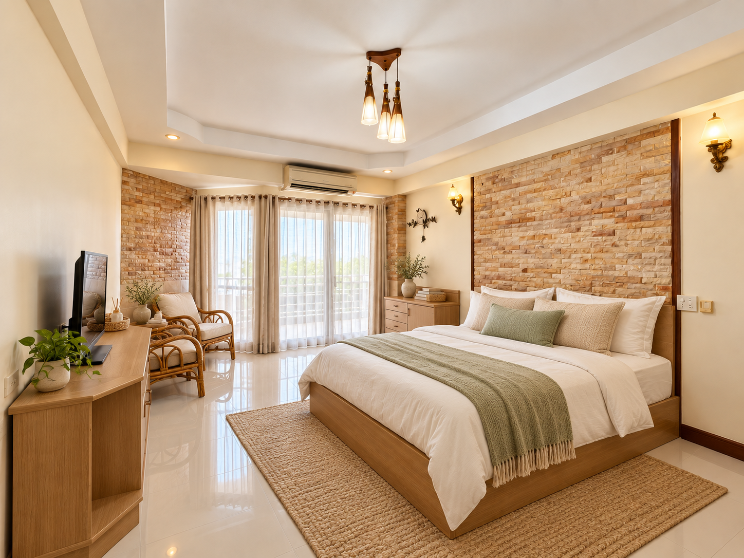 ภาพจำลอง AI ห้อง 130 Banchang Cliff Beach สไตล์ อบอุ่น · ขาว ครีม และไม้