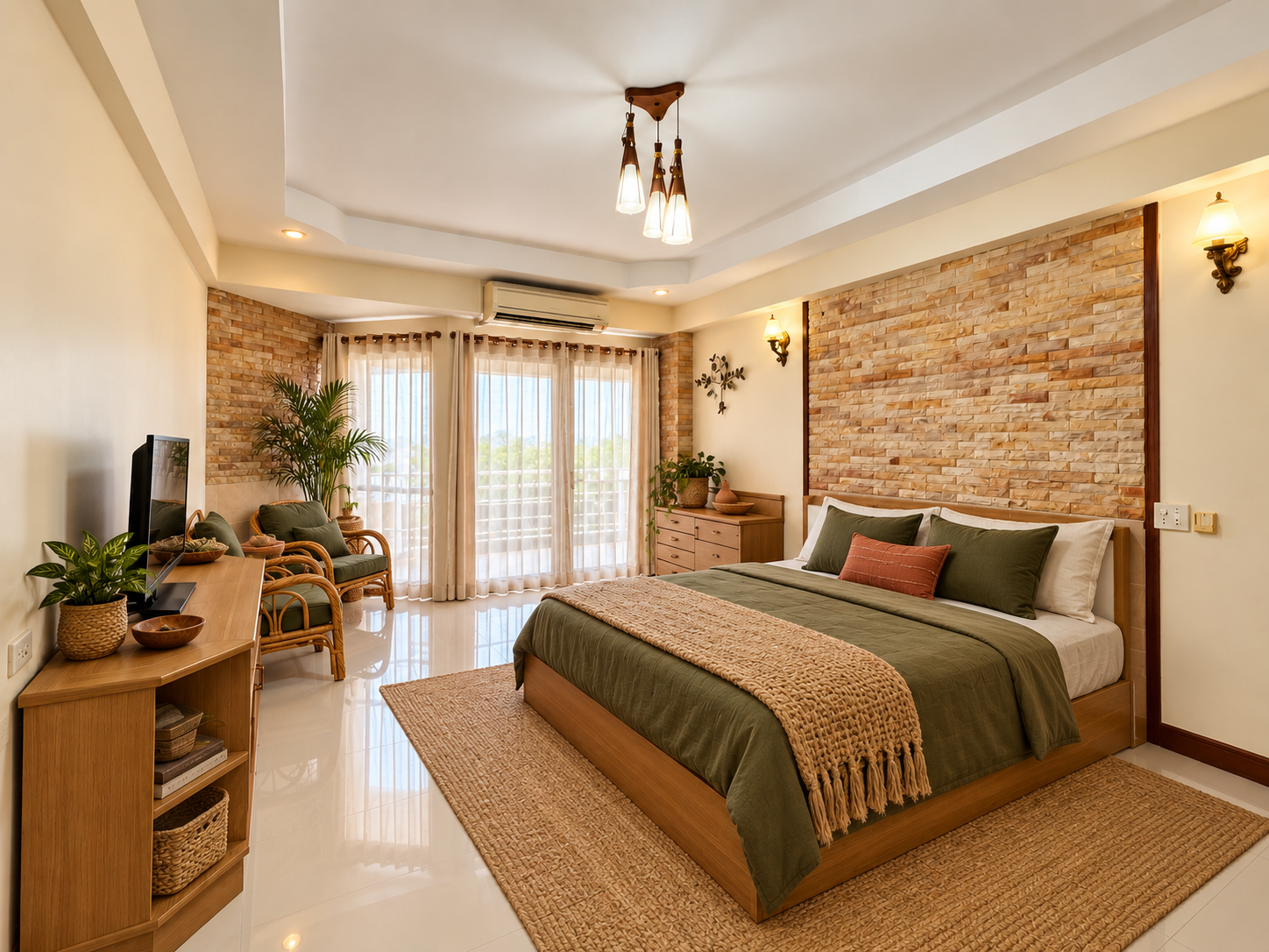 ภาพจำลอง AI ห้อง 130 Banchang Cliff Beach สไตล์ ธรรมชาติ · เขียวและไม้